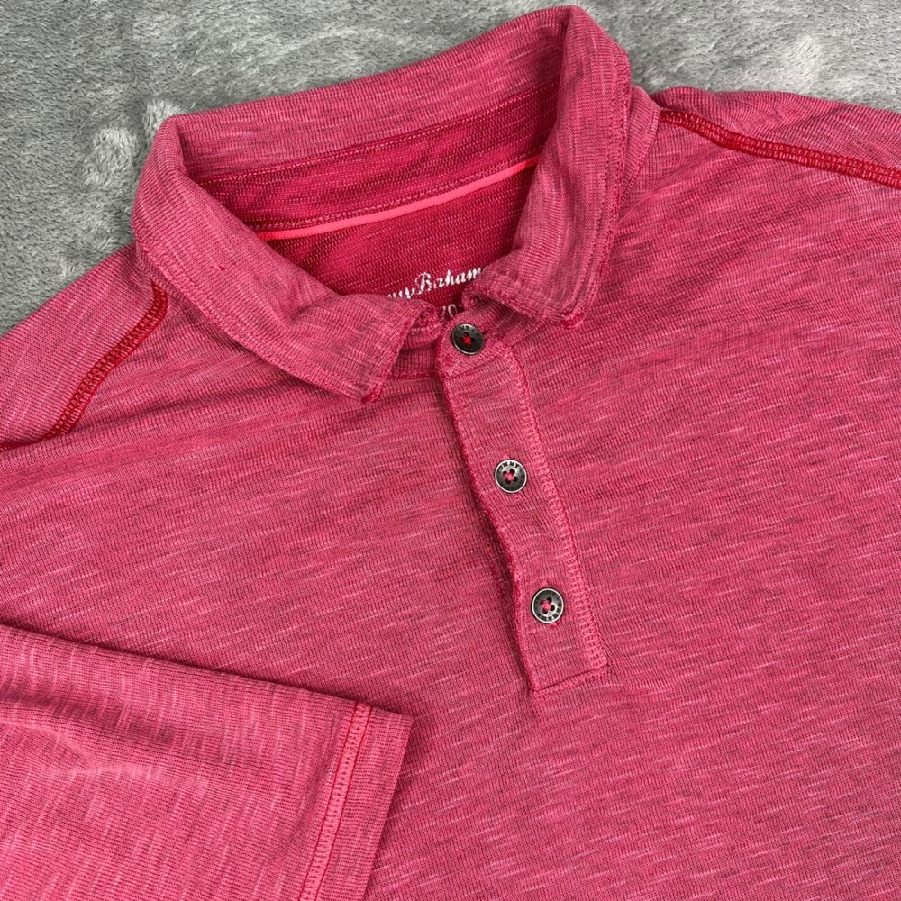 Tommy Bahama Flip Tide IslandZone Polo Shirt Men Large Pink Marled Beach Coastal